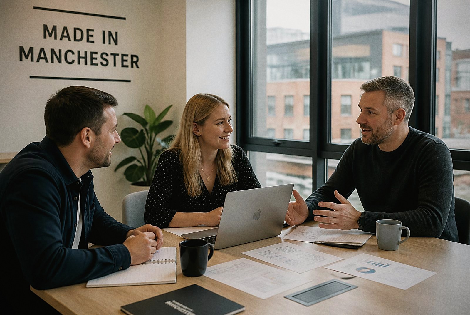 Small business team discussing commercial plans